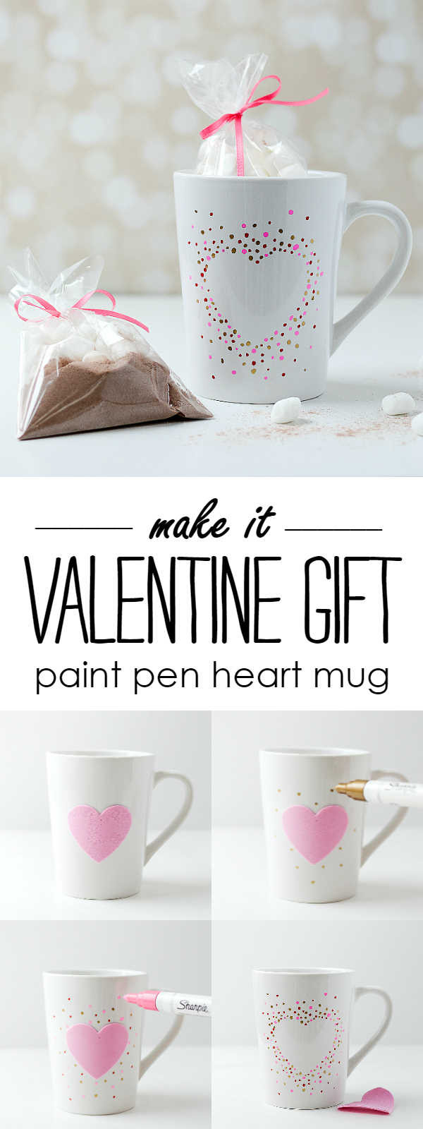 Valentine Gift Idea - DIY Paint Pen Heart Mug @www.itallstartedwithpaint.com