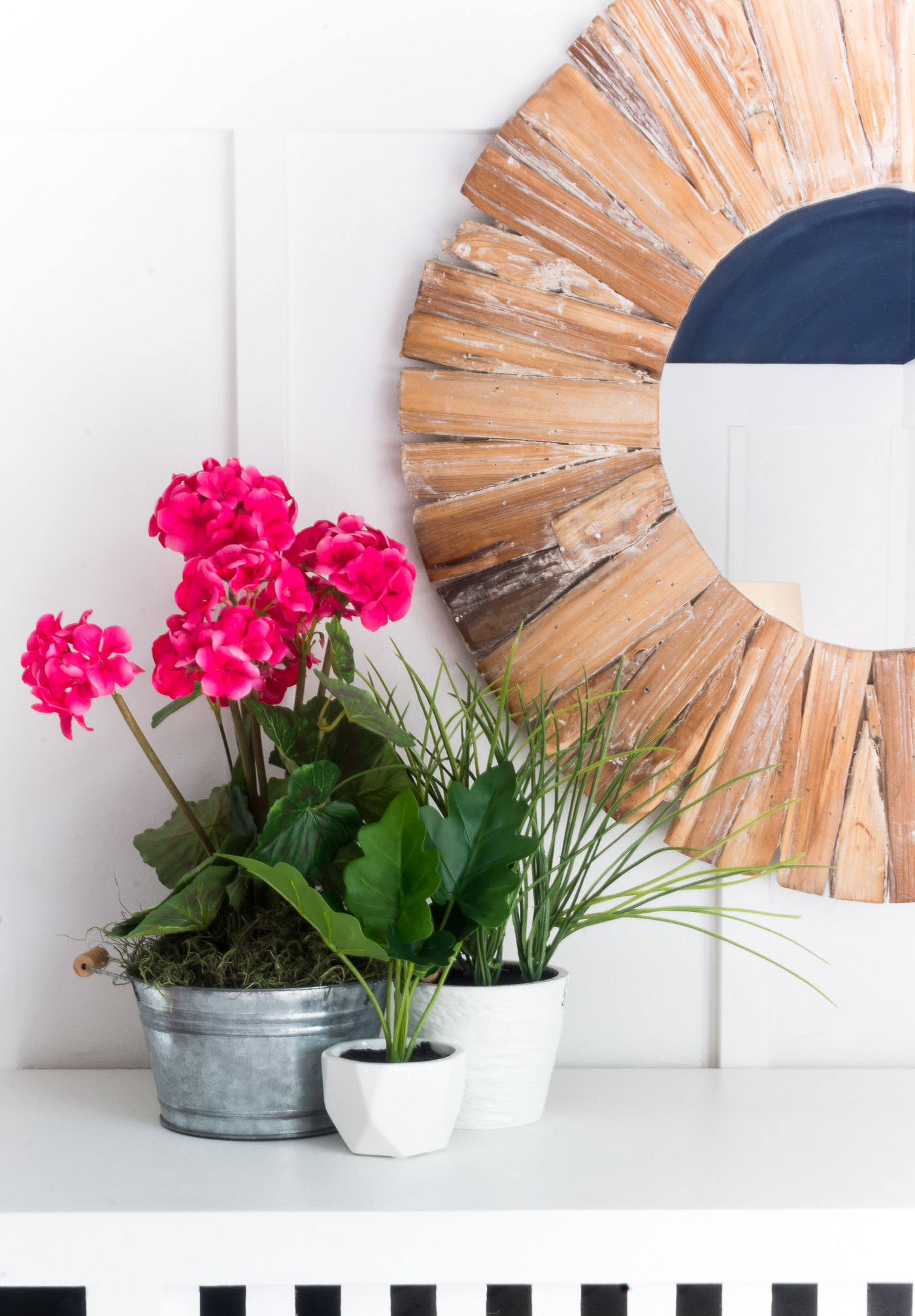 Mantel Decorating Ideas for Spring in Navy and Pink