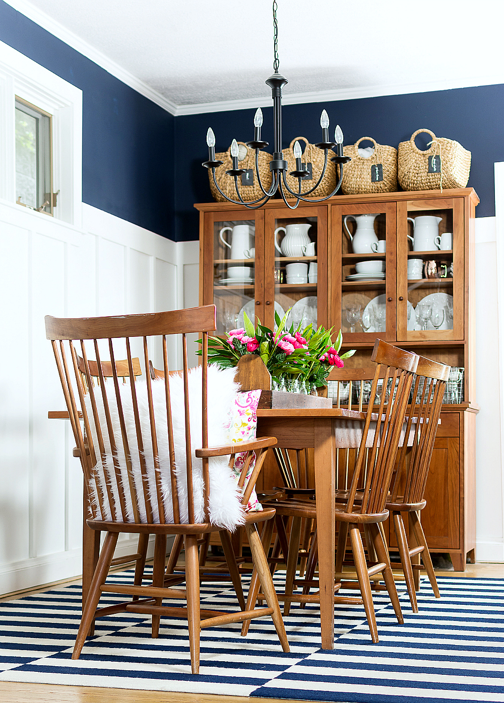 Navy and White Dining Room