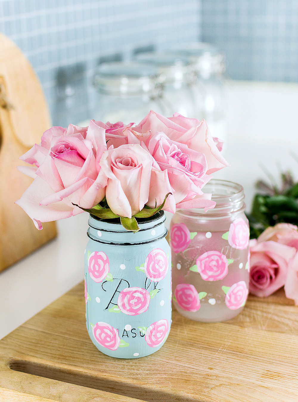 Painted Rose Mason Jars - How To Paint a Rose Tutorial - Easy Rose Painting Tutorial @itallstartedwithpaint.com
