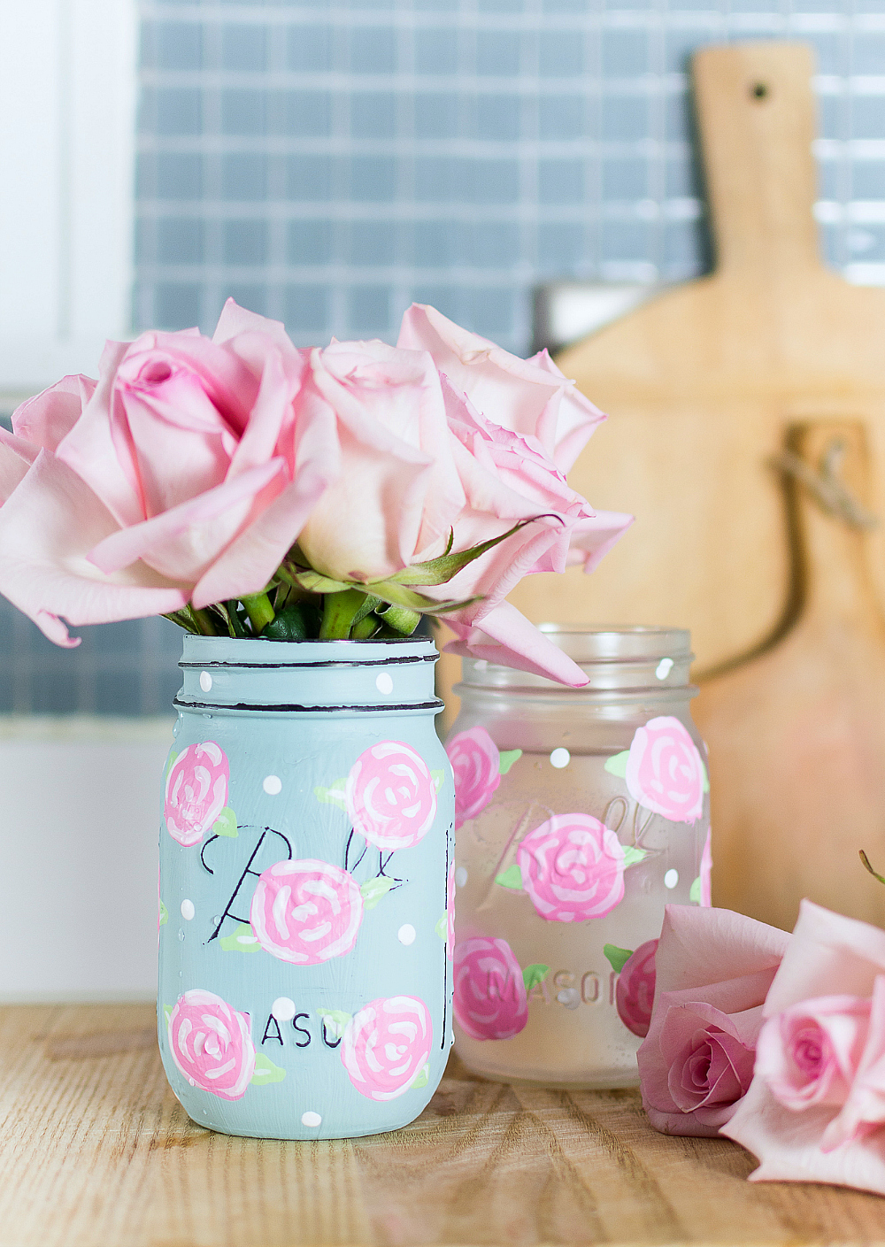 Painted Rose Flower on Mason Jar - Easy Rose Painting Tutorial