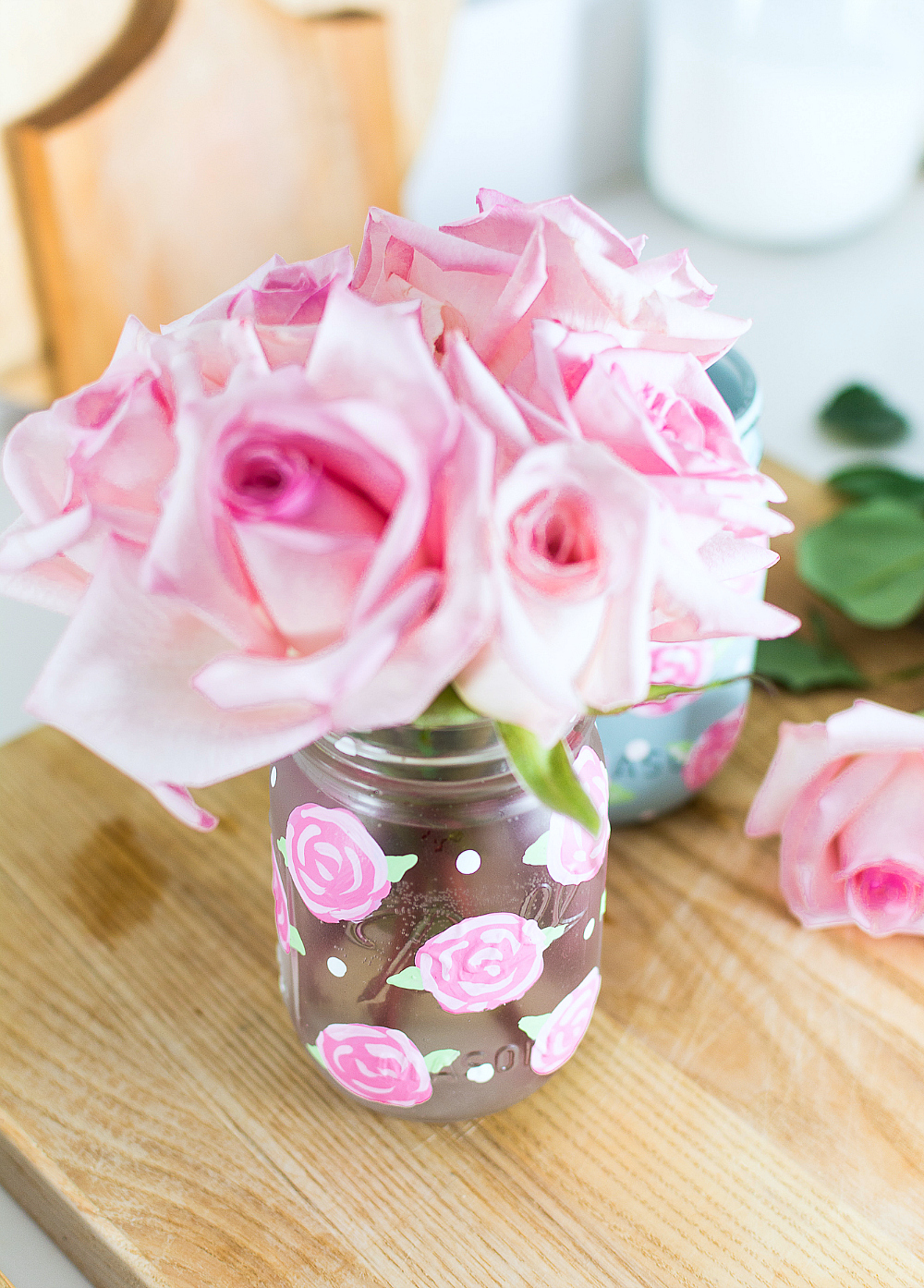 Rose Painted Mason Jars - How To Paint A Rose