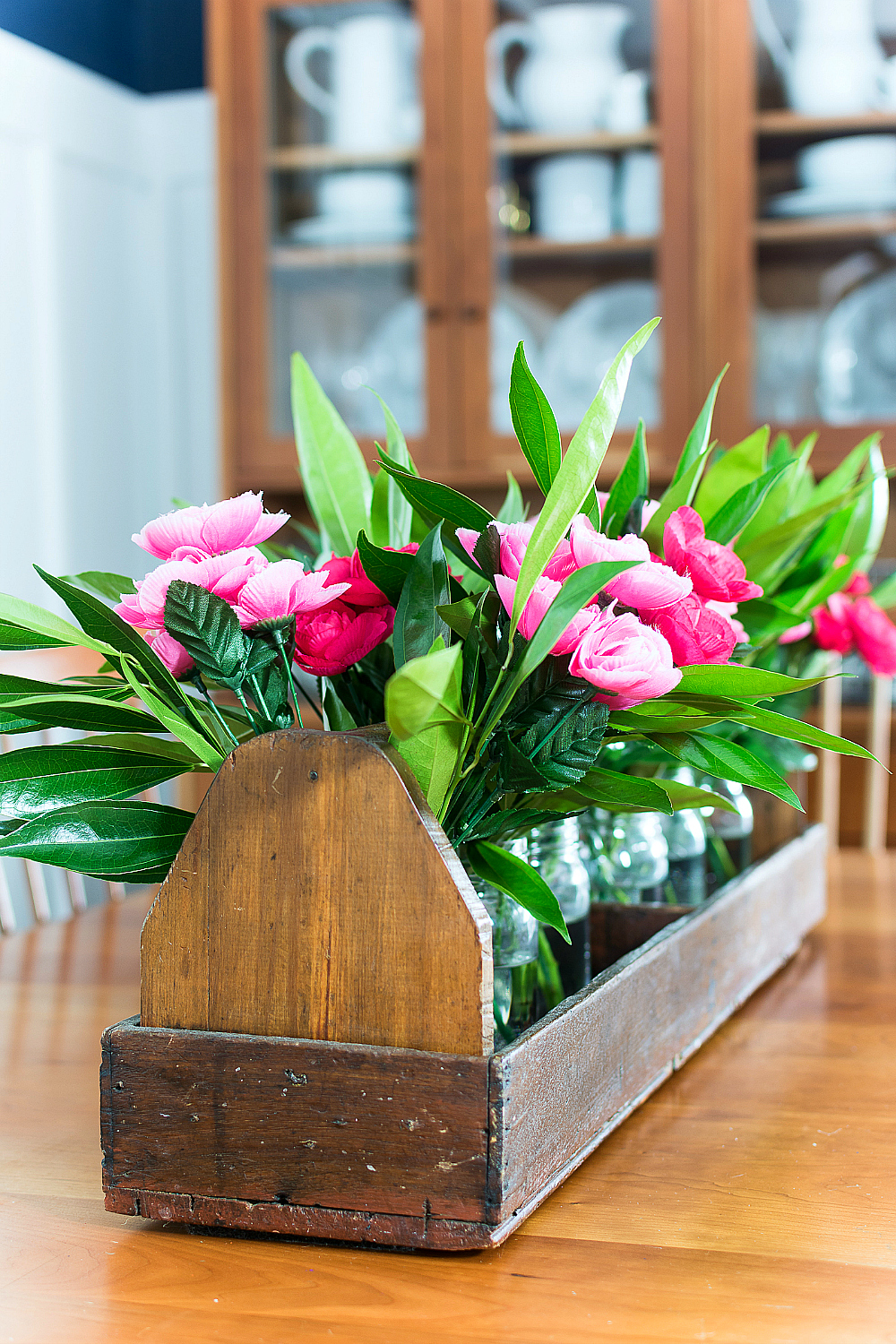 Shaker Dining Room Navy & Pink for Spring - Spring Decorating Ideas