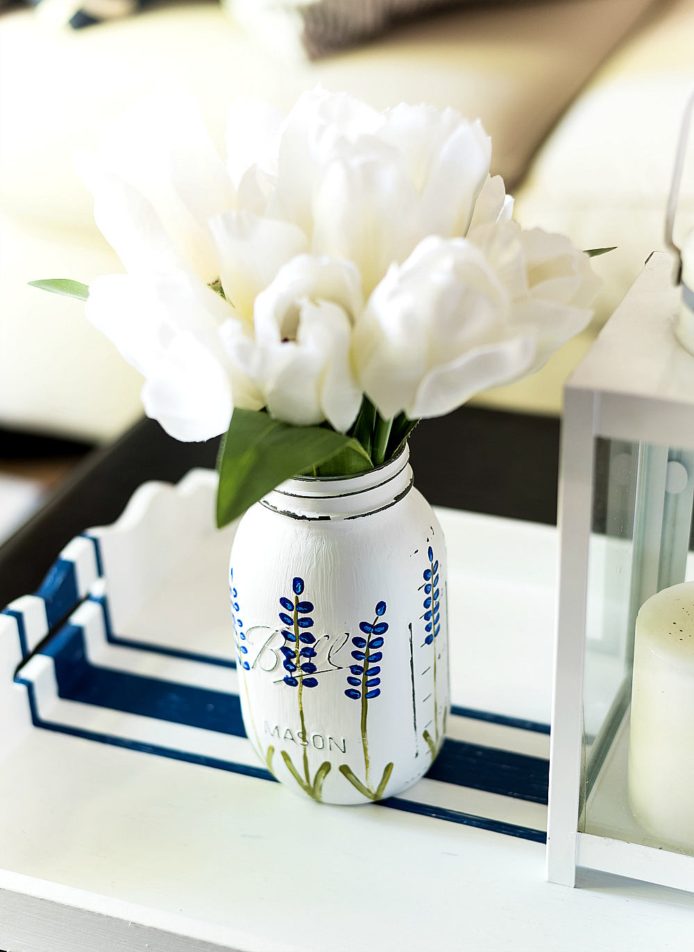 Painted Texas Bluebonnet Mason Jar