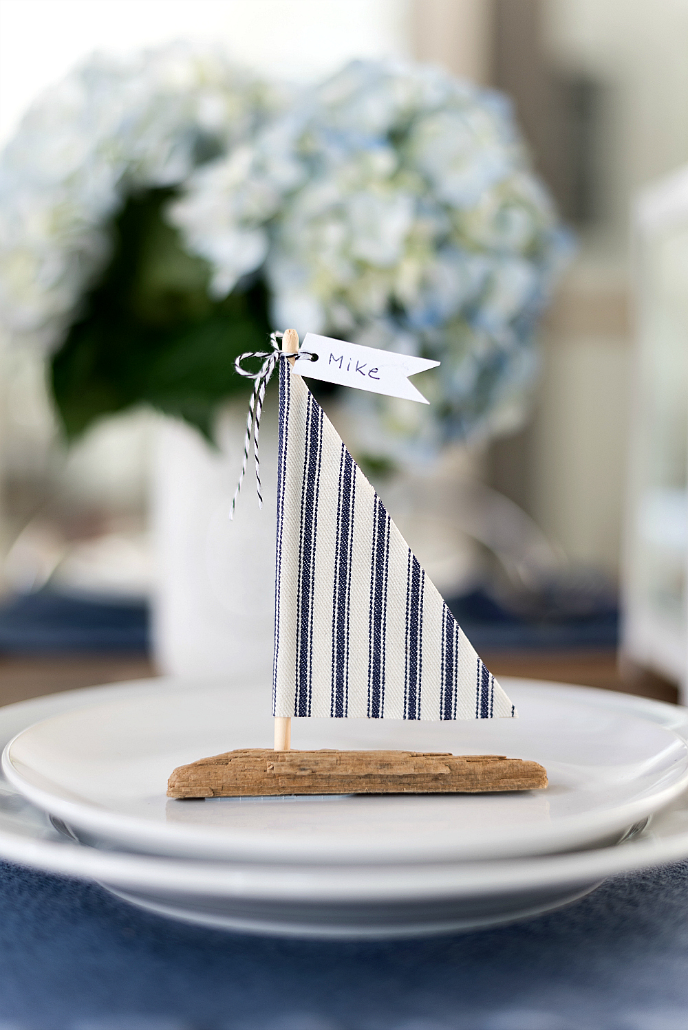 Driftwood Sailboat Place Card Holder