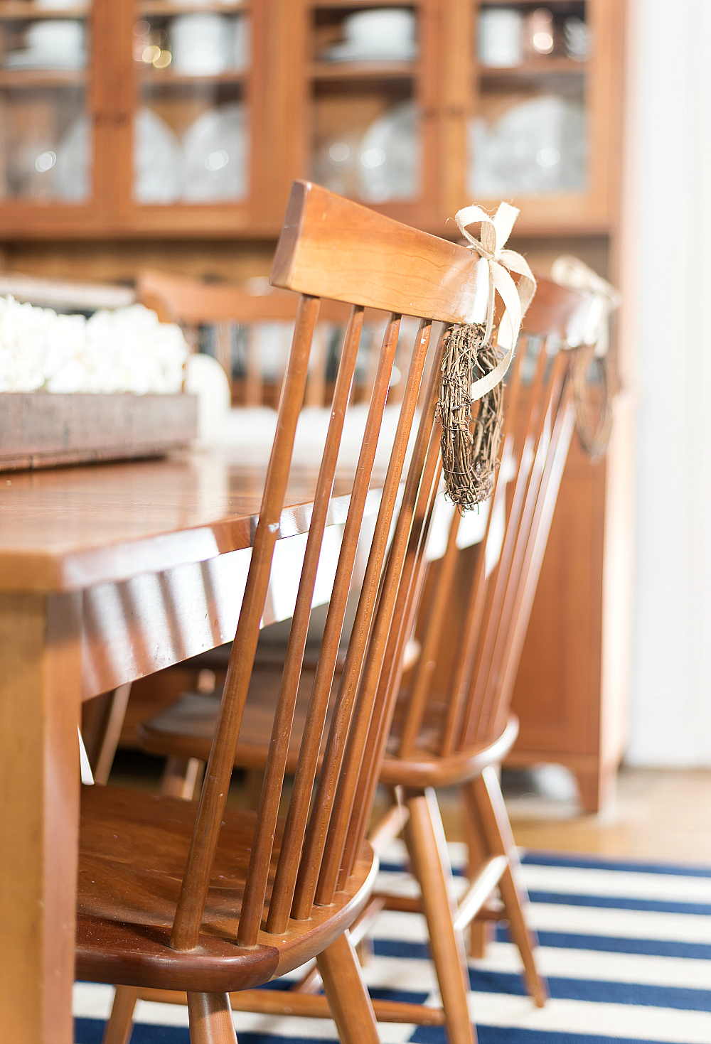 Mini Twig Wreaths on Dining Room Chairs