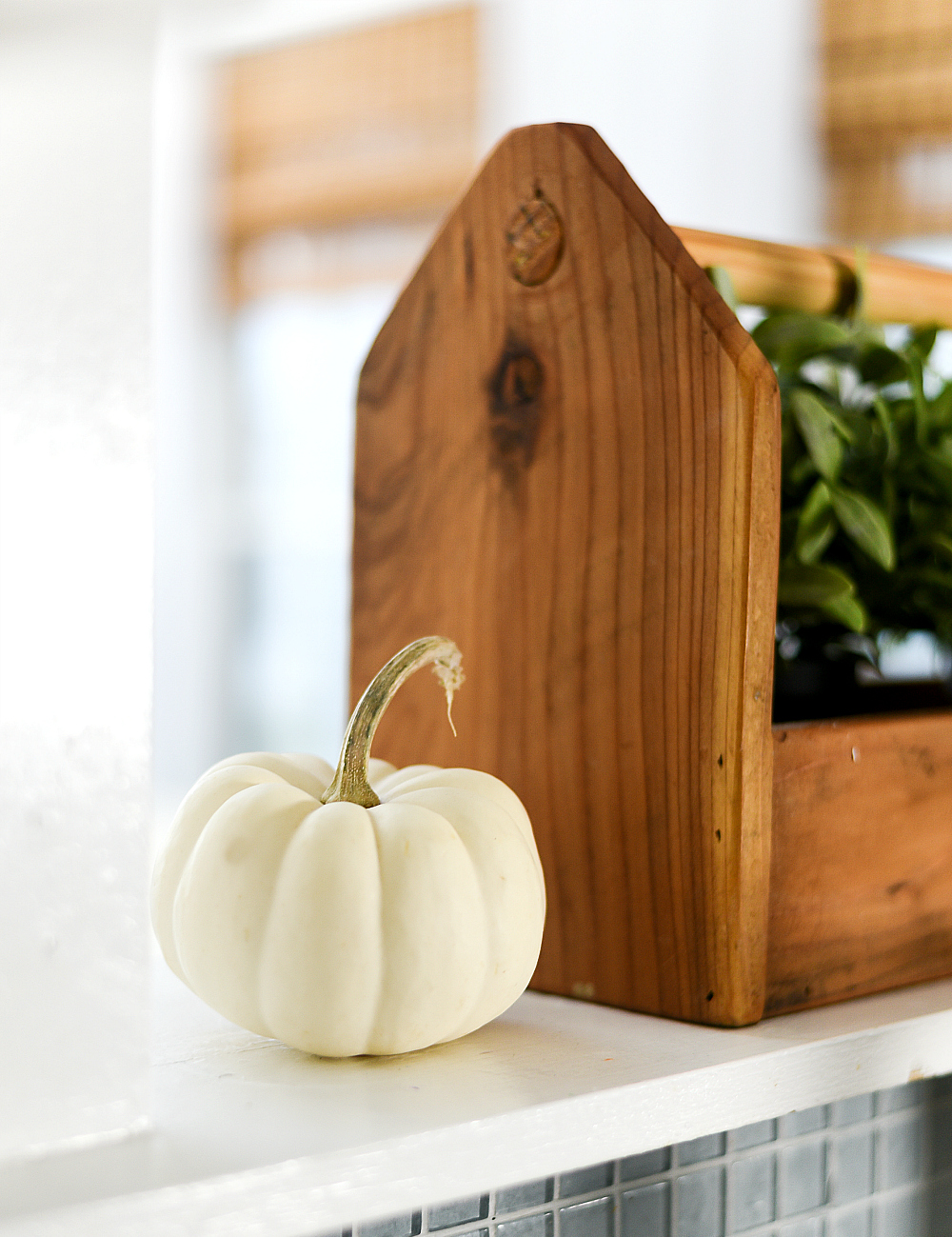 Fall in the Kitchen with White Pumpkins