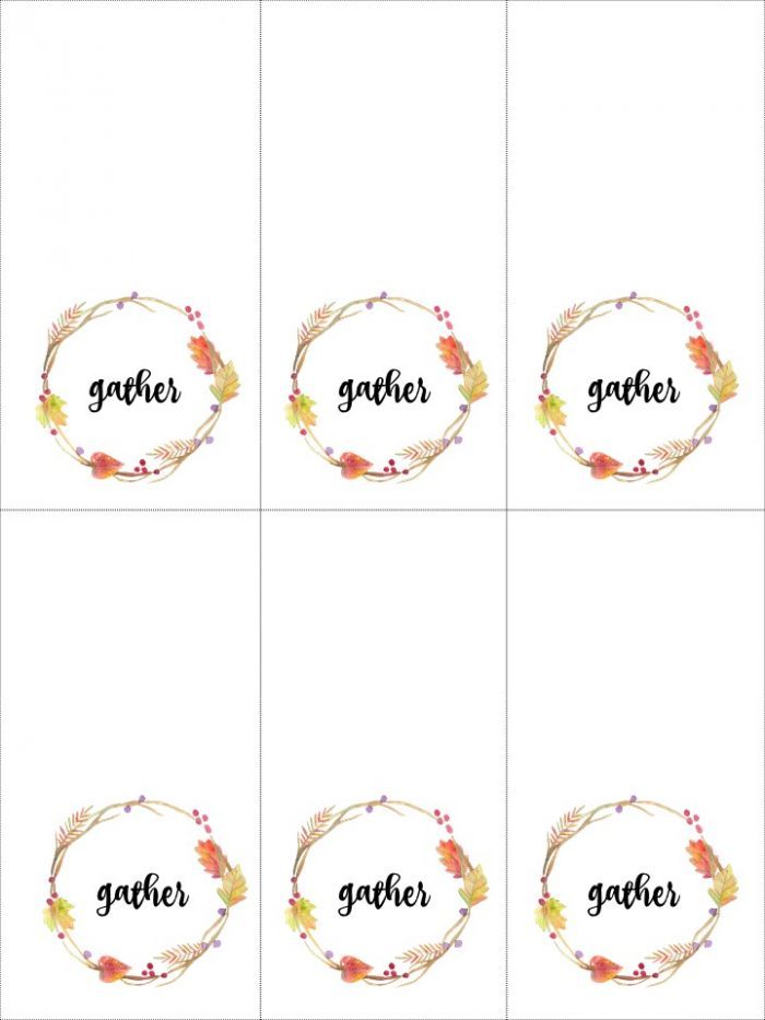 Printable table place shop cards