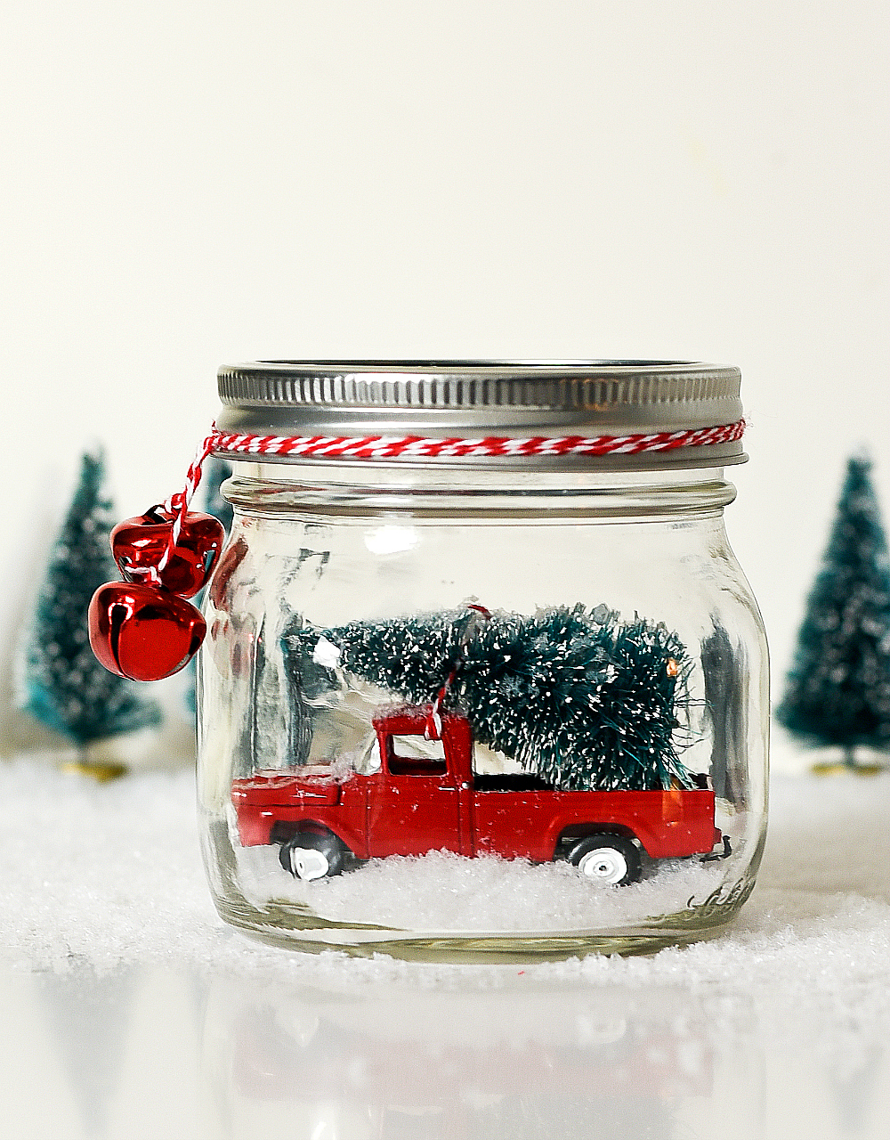 Vintage Truck in Mason Jar Snow Globe - Vintage Pick Up Truck Snow Globe