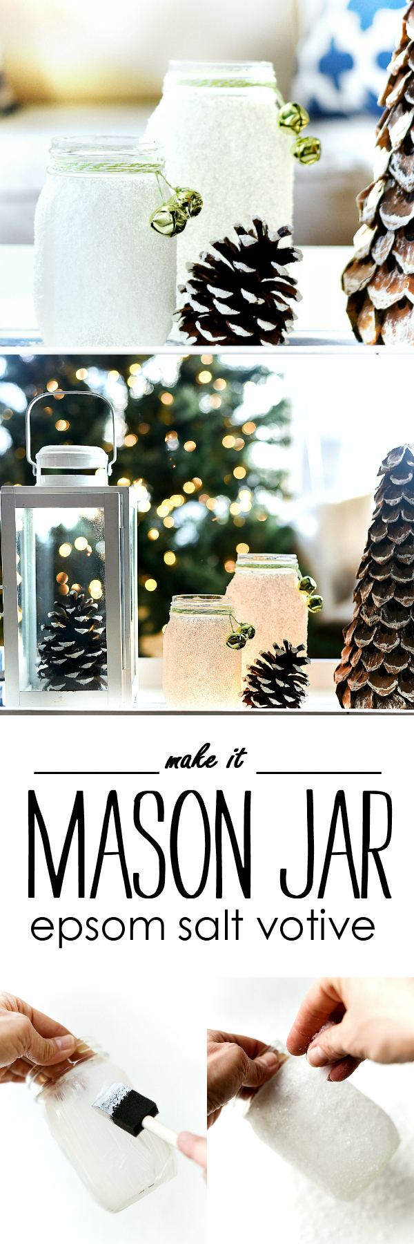 Epsom Salt Mason Jar Snow Votive - Mason Jar Crafts for Christmas - Epsom Salt Crafts