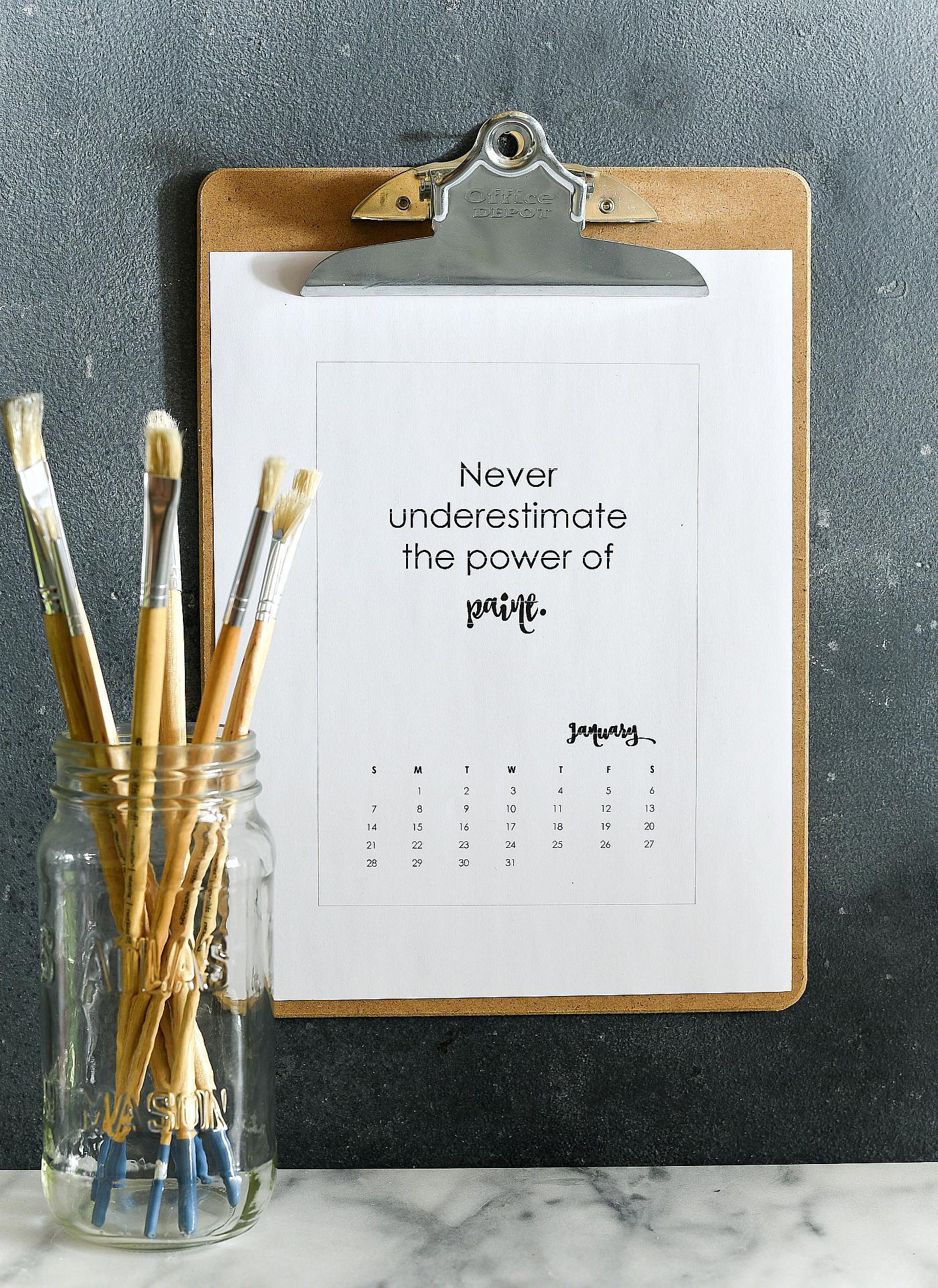 Free Calendar Page Printable for January 2018