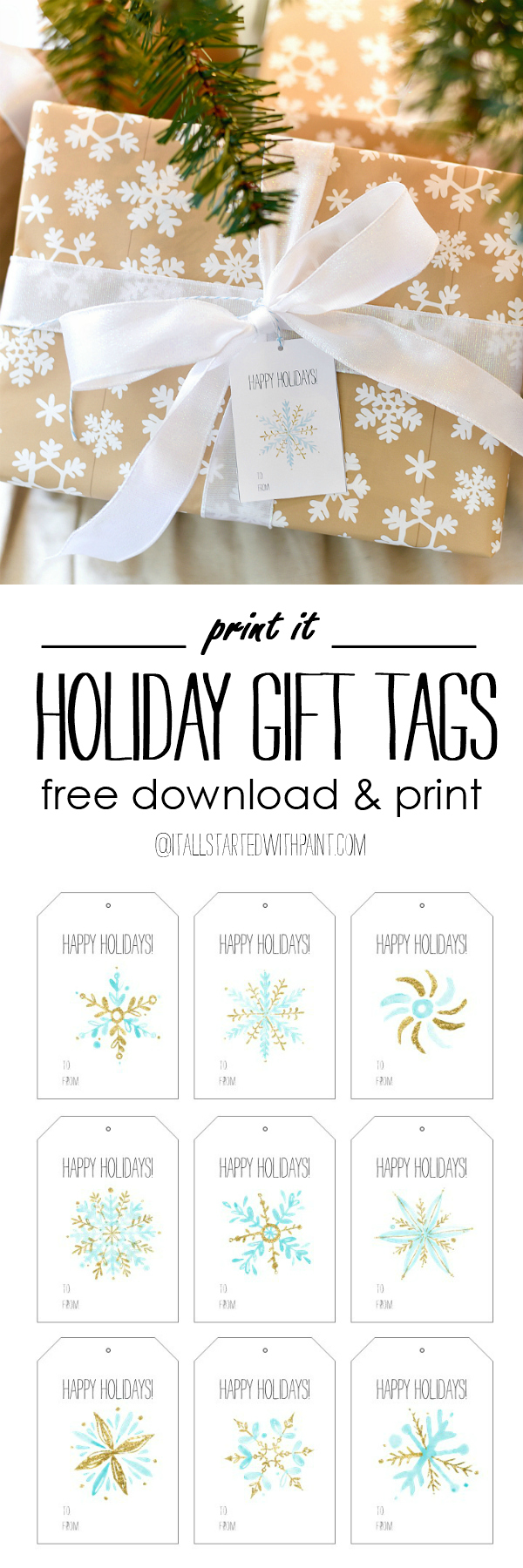 Free Printable Holiday Gift Tags - Snowflake Christmas Gift Tags - Free Download and Print Gift Tags