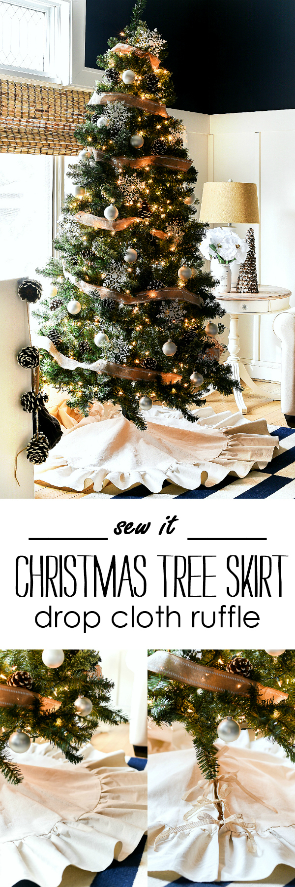 Drop Cloth Ruffle Christmas Tree Skirt - Easy Christmas Tree Skirt DIY - How To Make a Christmas Tree Skirt from Drop Cloth