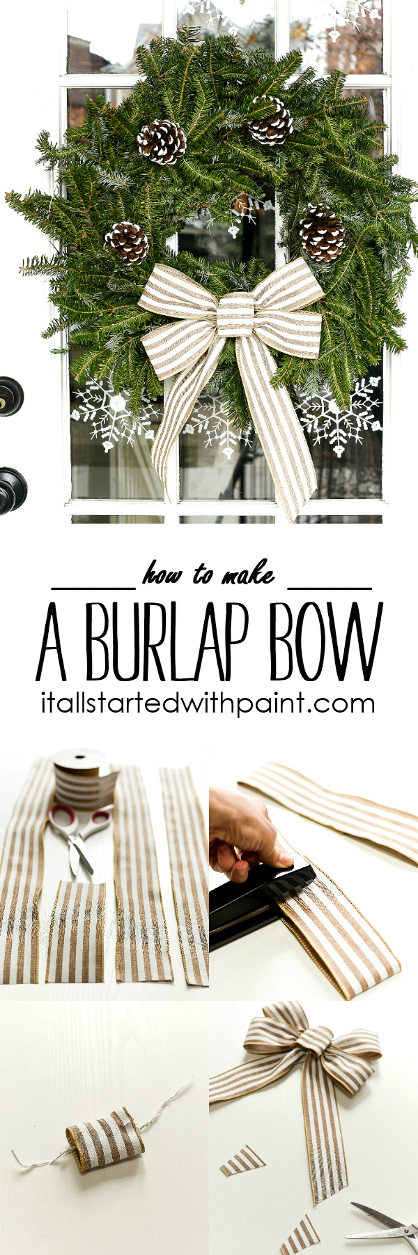 How To Make A Bow - Burlap Bow Tutorial - DIY Bow for Wreath - Winter Wreath Ideas