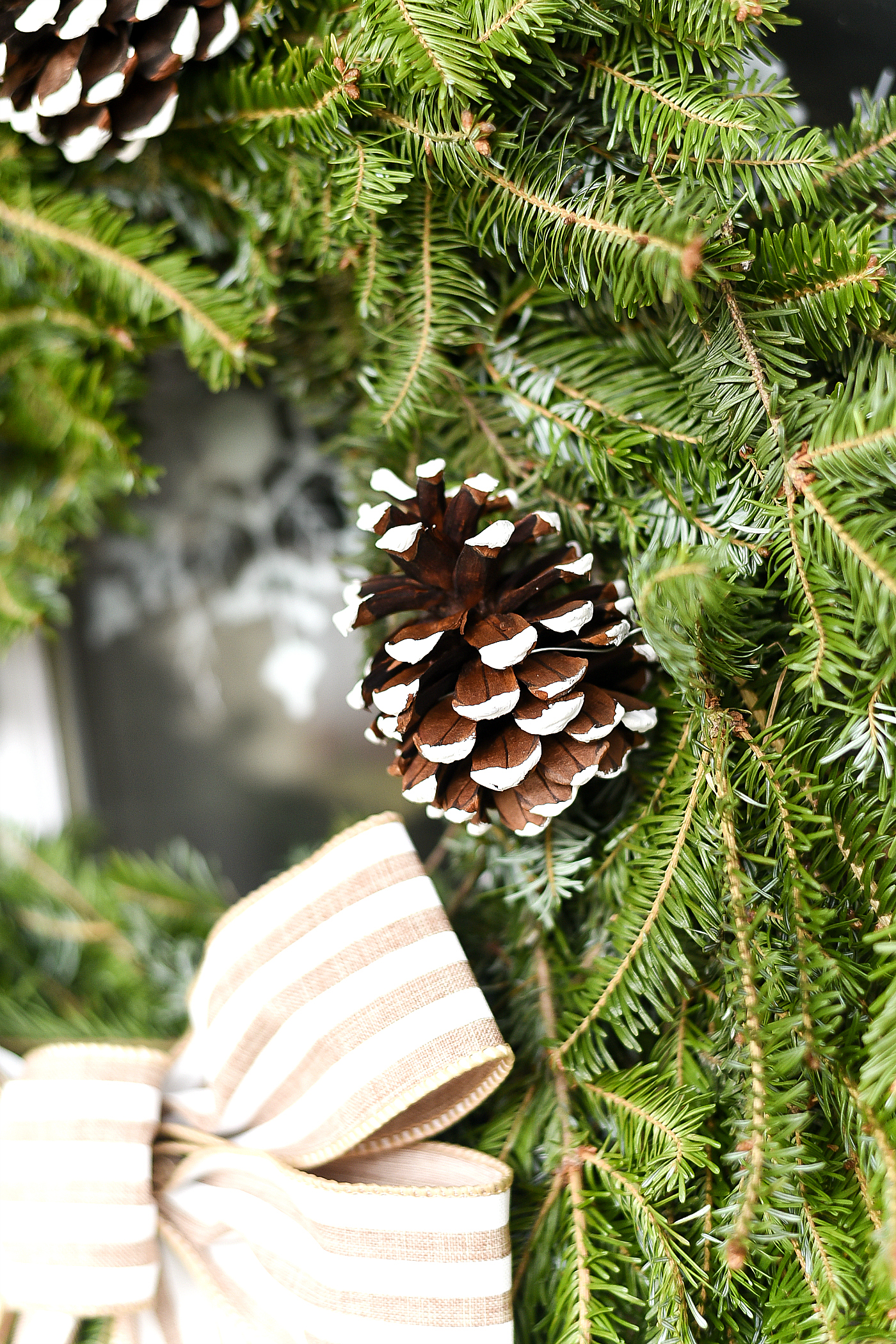 Painted Pine Cone on Wreath
