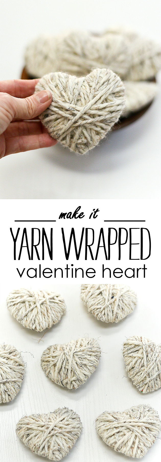 Yarn Wrapped Hearts - Neutral Valentine's Day Craft & Decor Idea - Valentine Craft Ideas - Easy Valentine Craft Ideas