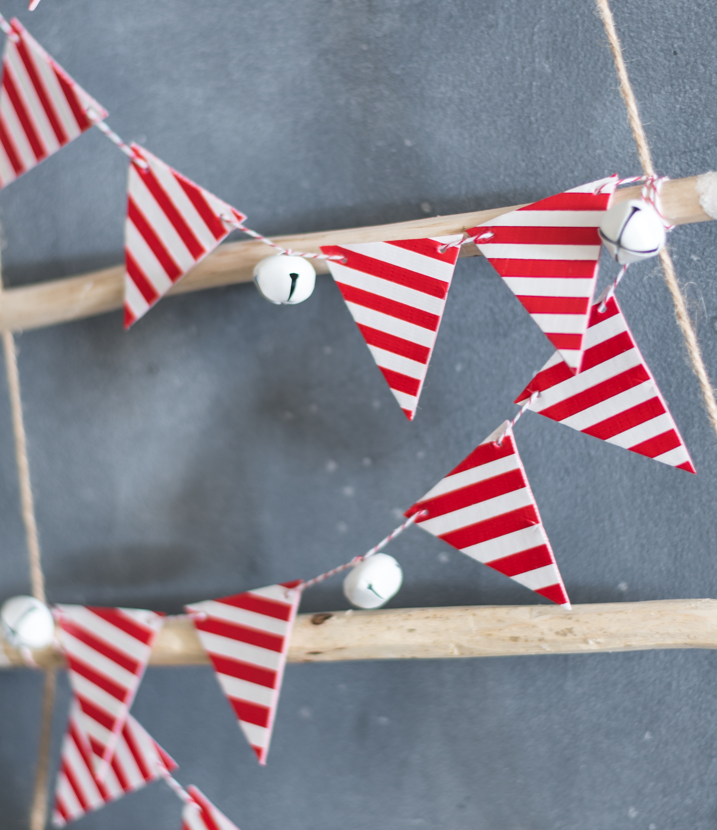 Candy Cane Christmas Bunting with Duck Tape