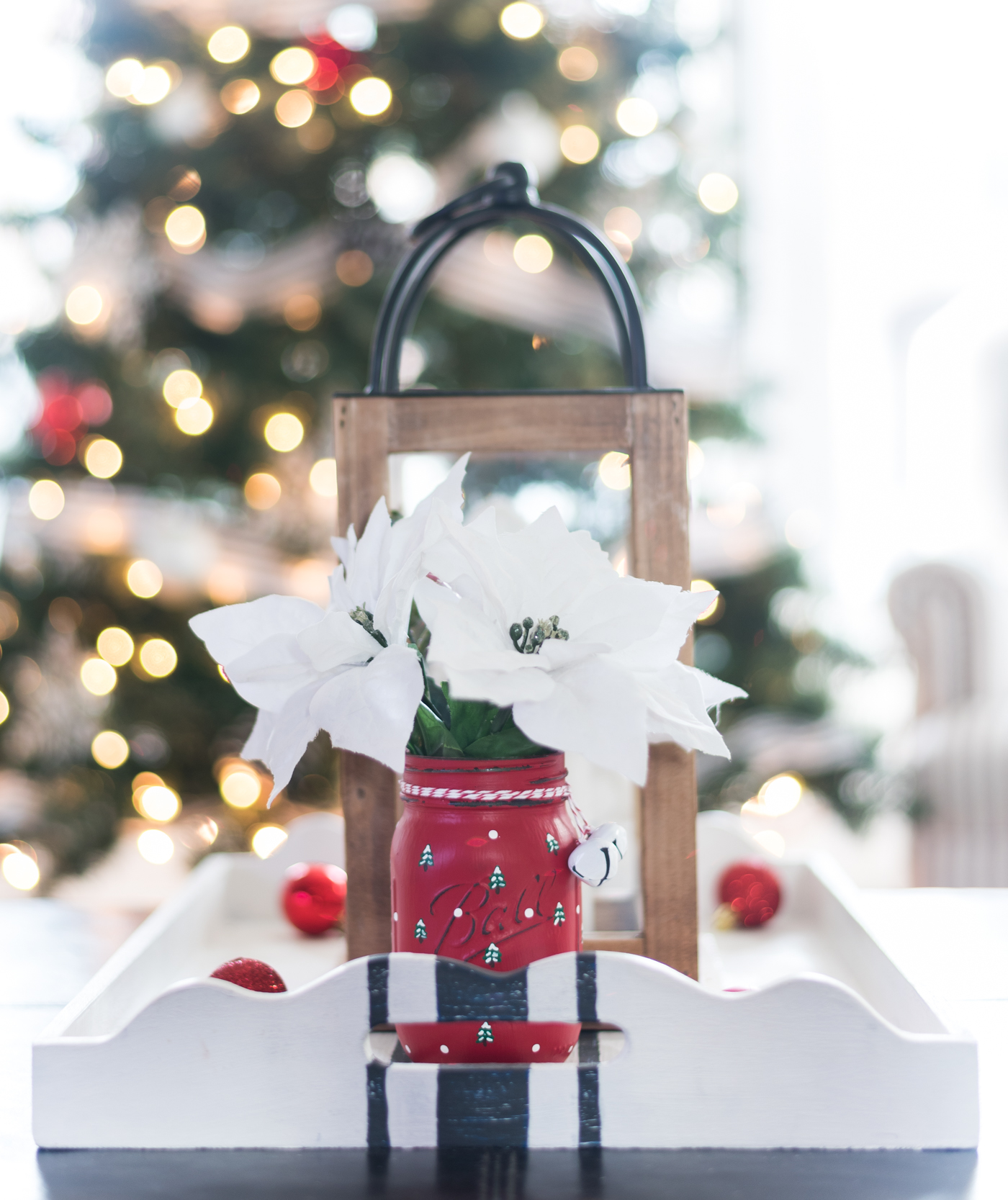 Mini Christmas Trees Painted on Mason Jars