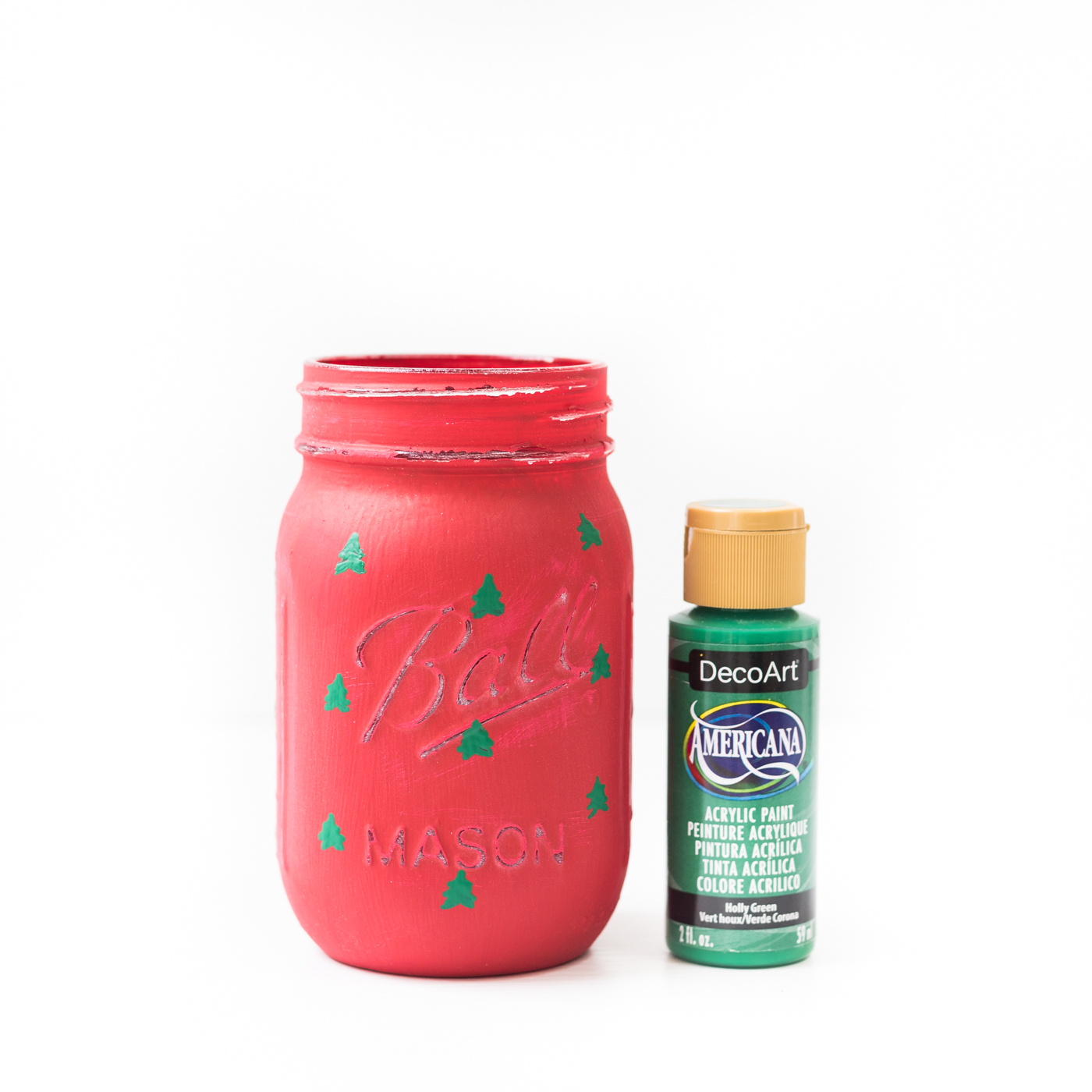 Mason Jar Crafts for Christmas - Holiday Mason Jar Crafts - How To Paint Snowy Christmas Trees on Mason Jars - Painted Mason Jar Craft for Winter