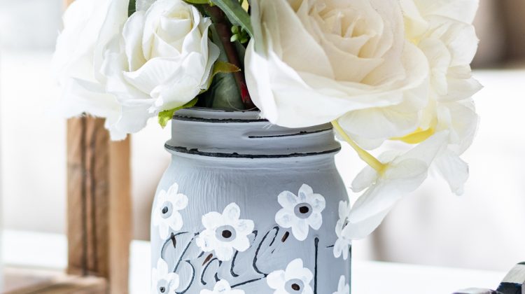 White Poppy Painted Mason Jar - Painted Mason Jar Craft Ideas - Painted flowers on Mason Jars - How to Paint a Poppy - Easy Poppy Painting Tutorial - DIY Mason Jar Craft @It All Started With Paint