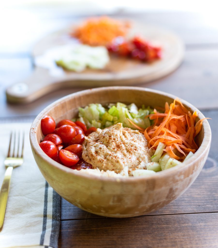 Mediterranean Vegetarian Quinoa & Hummus Buddha Bowl