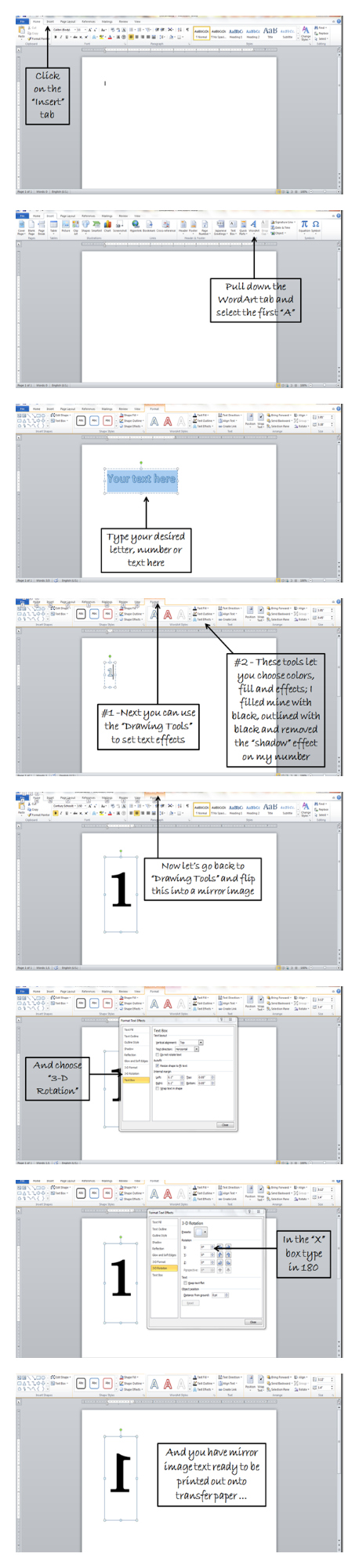 how to print mirror image in word 2011