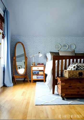 blue and brown bedroom