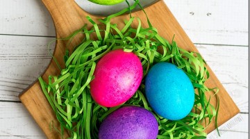 dye Easter eggs with food coloring and rice