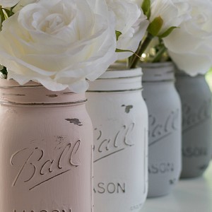 How To Paint Distress Mason Jars: Chalk Paint Mason Jars in Pink, Grey, Greige, White