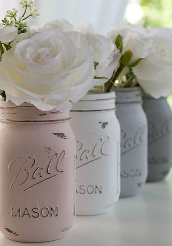 How To Paint Distress Mason Jars: Chalk Paint Mason Jars in Pink, Grey, Greige, White