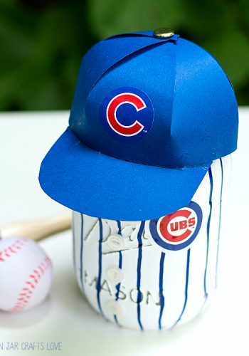 Mason Jar Craft: Baseball Uniform Mason Jar