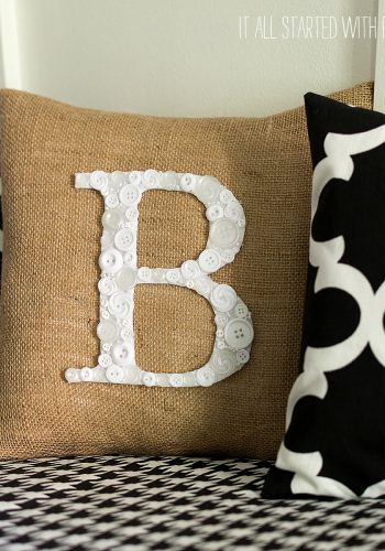 Button Monogram Letter Pillow