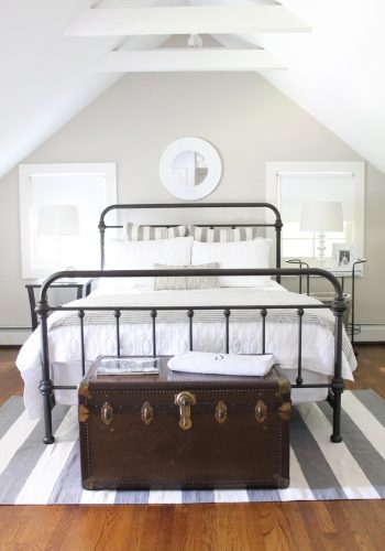 Black Iron Bed in Farmhouse Bedroom