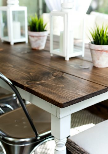 Farmhouse Table stained top and white bottom
