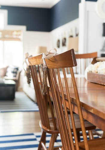 Twig Wreaths on Dining Room Chairs