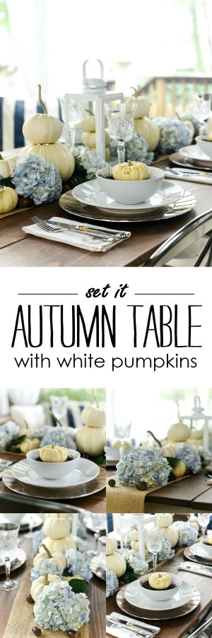 Fall Table: White Pumpkins & Hydrangeas - It All Started With Paint