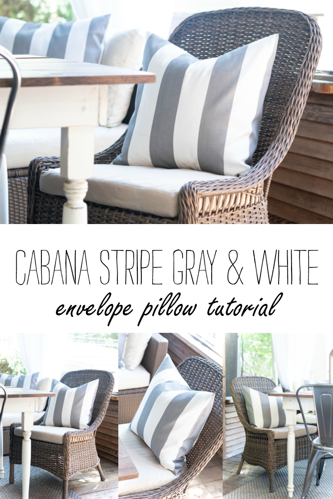 Cabana Stripe Fabric - Gray and White Cabana Striped Fabric - Pillow Cover Tutorial - How To Make and Envelope Pillow Cover