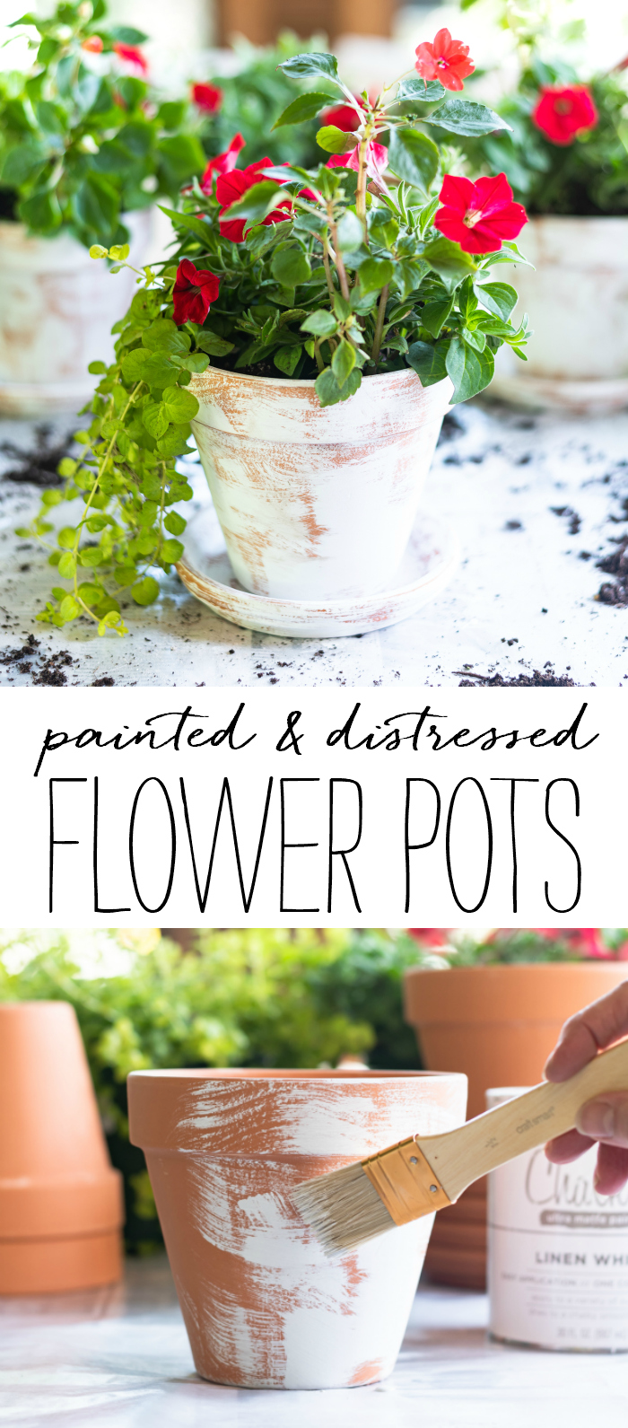 Easy Distressed Terracotta Pots - How To Age Flower Pots with Chalk Paint - DIY Aged Terracotta Flower Pots