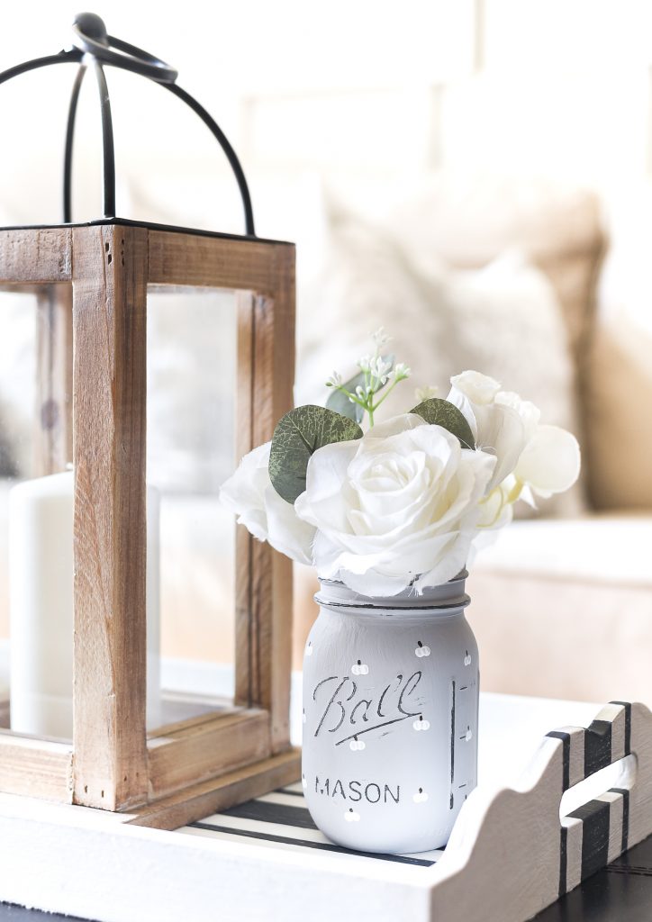 White Painted Pumpkin Mason Jar