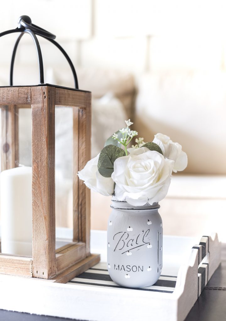 White Painted Pumpkin Mason Jar