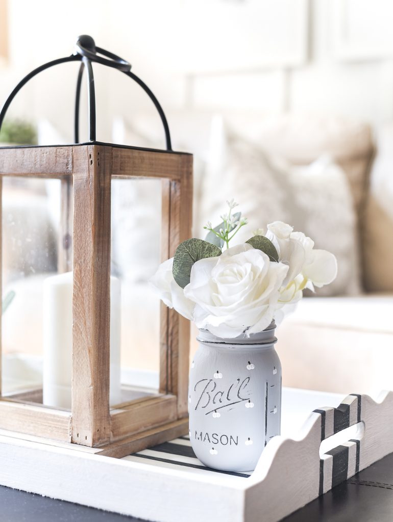 White Painted Pumpkin Mason Jar