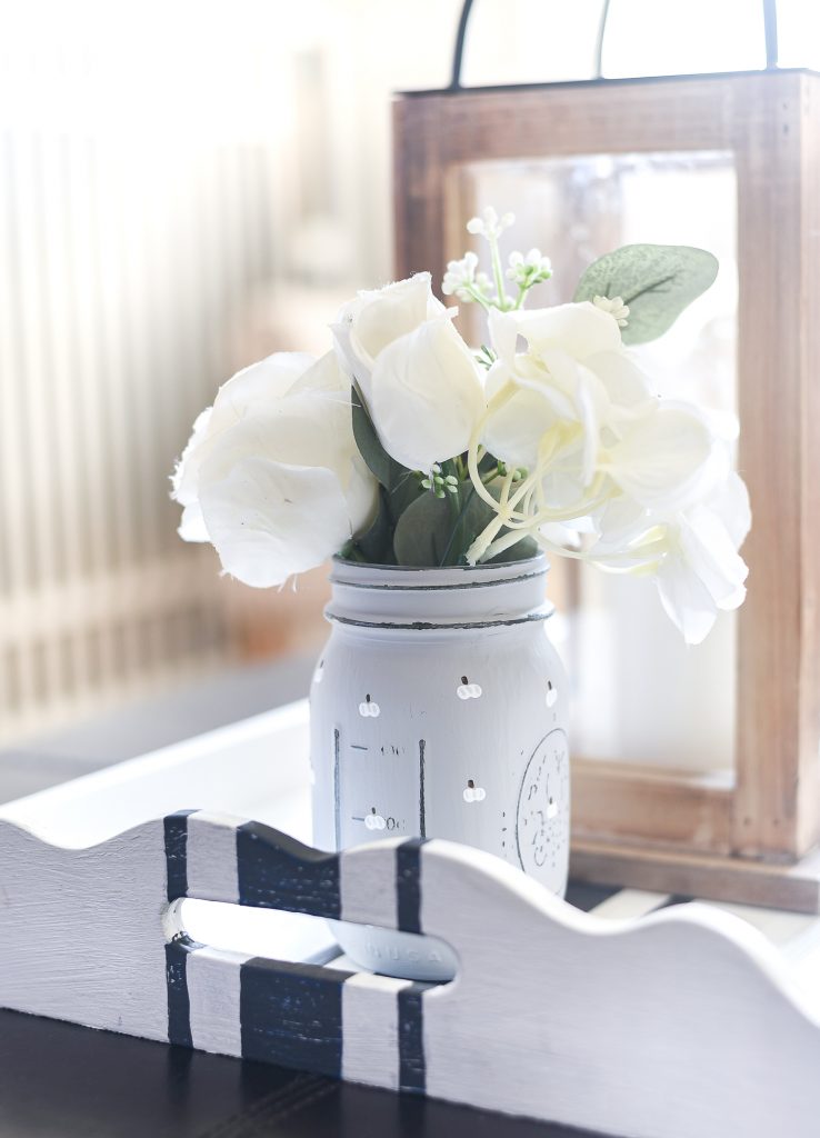 White Painted Pumpkin Mason Jar