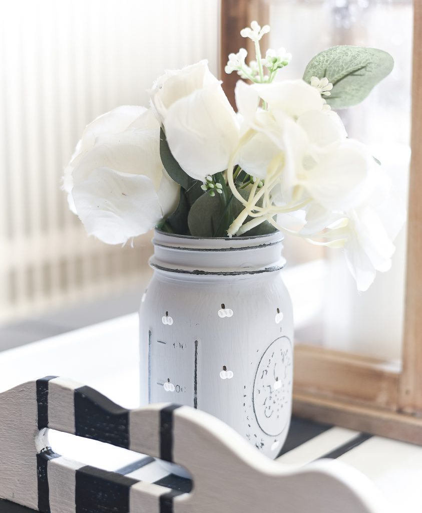 White Painted Pumpkin Mason Jar