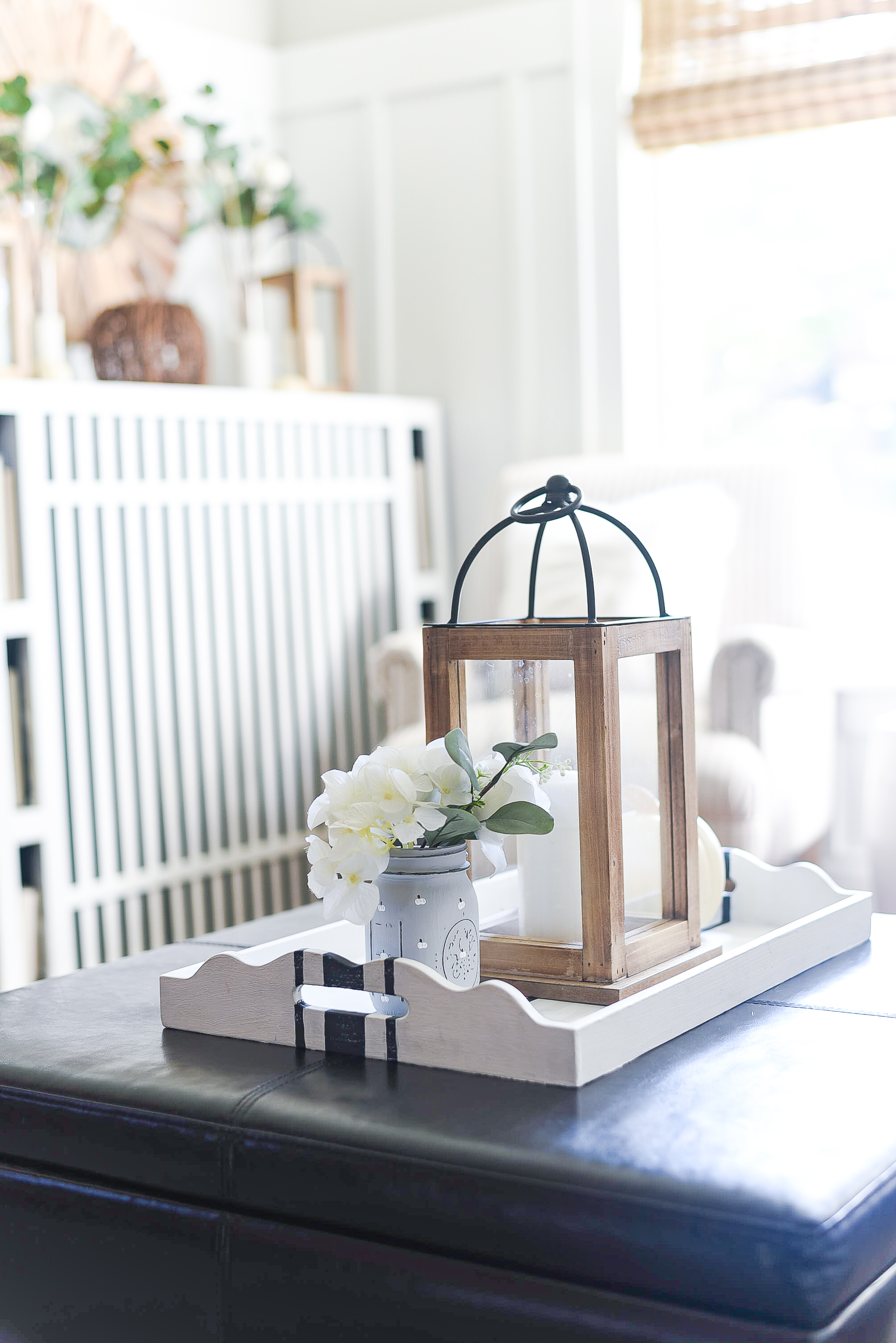 Fall in the Living Room - Neutral Fall Decor in White, Gray, Jute, Greige