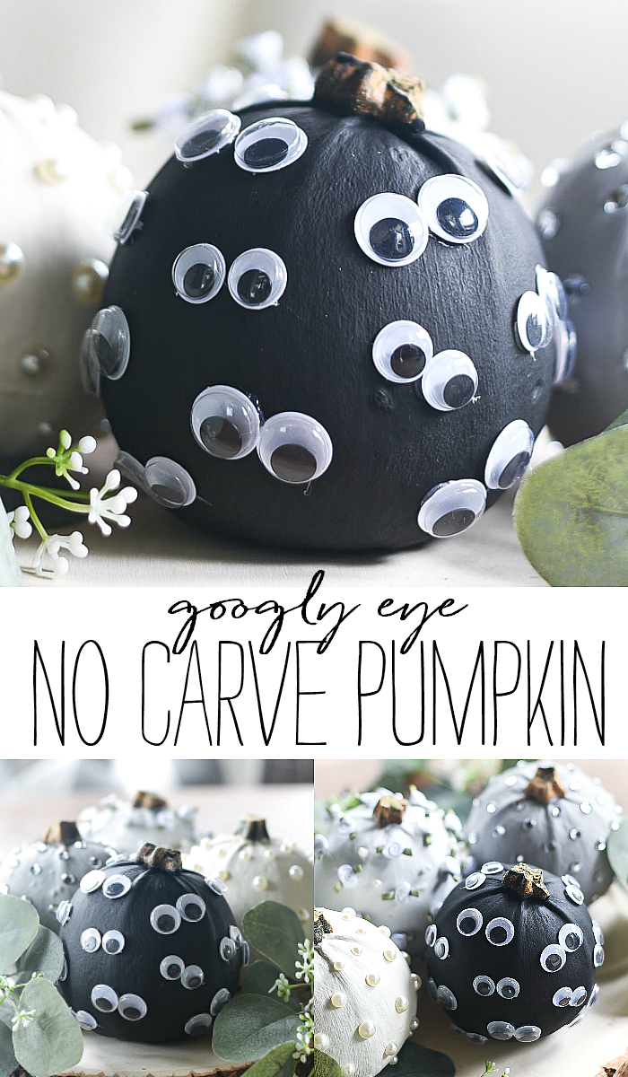 Googly Eye Pumpkin. No Carve Pumpkin with Paint and Googly Eyes.