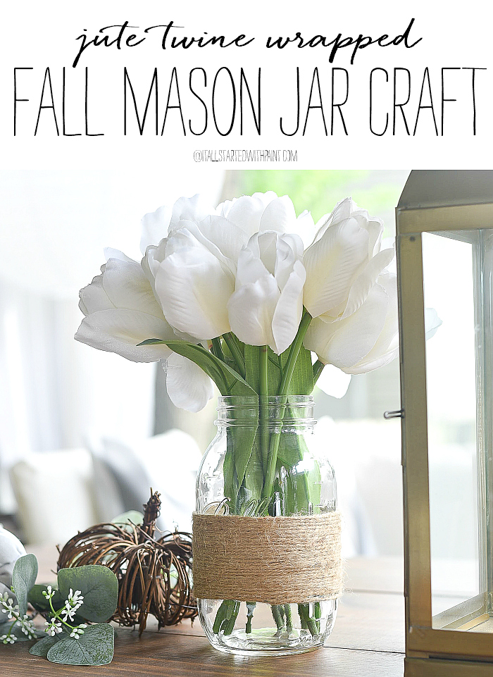 Twine Wrapped Mason Jars - Jute Wrapped Mason Jar Craft - Fall Crafts with Mason Jars - Easy Fall Crafts - Twine Craft Ideas - Jute Craft Ideas