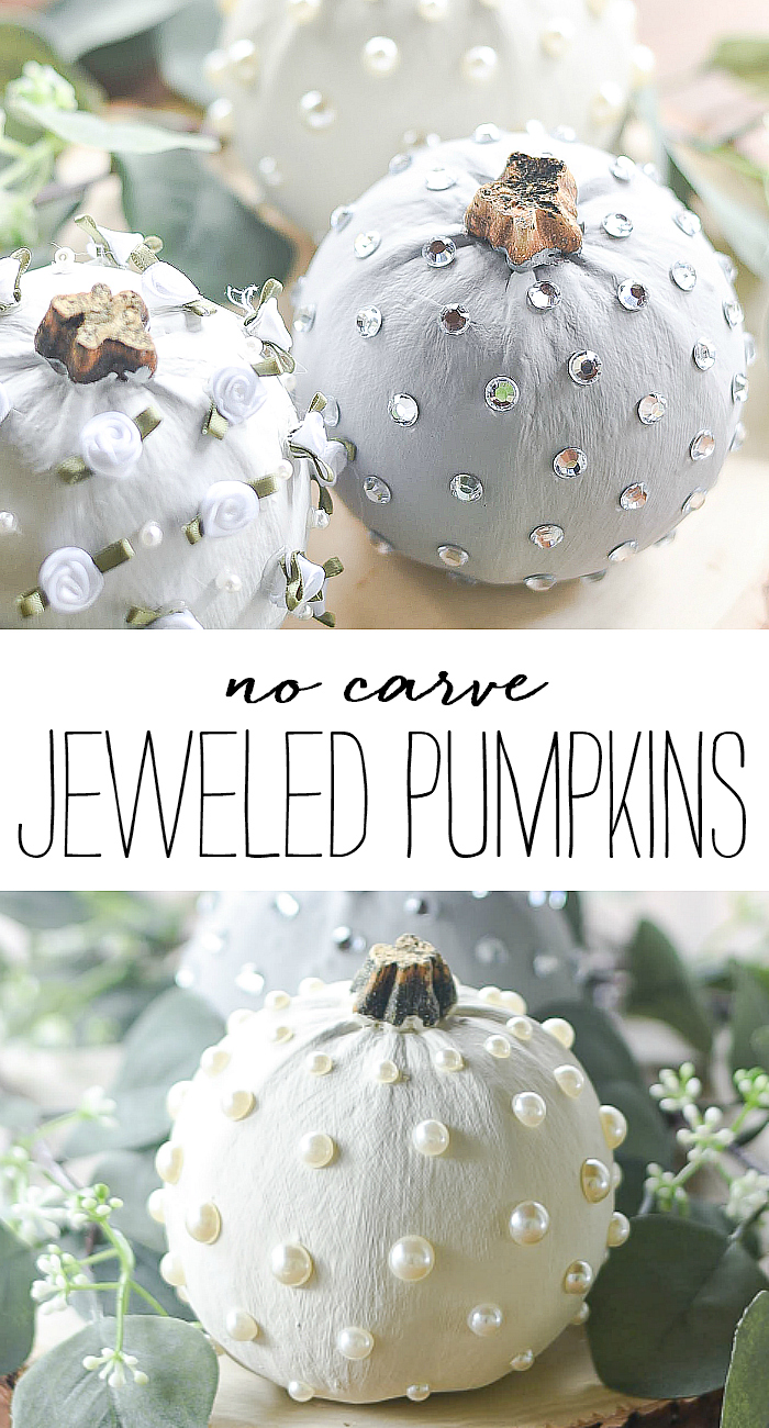 No Carve Jeweled Pumpkins - Rhinestones on Pumpkins - Bling Pumpkins - Glam Pumpkins - Painted Pumpkins.