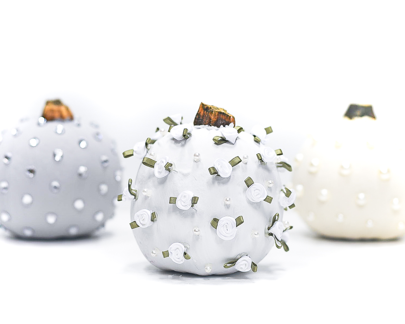 No Carve Jeweled Pumpkins - Rhinestones on Pumpkins - Bling Pumpkins - Glam Pumpkins - Painted Pumpkins.