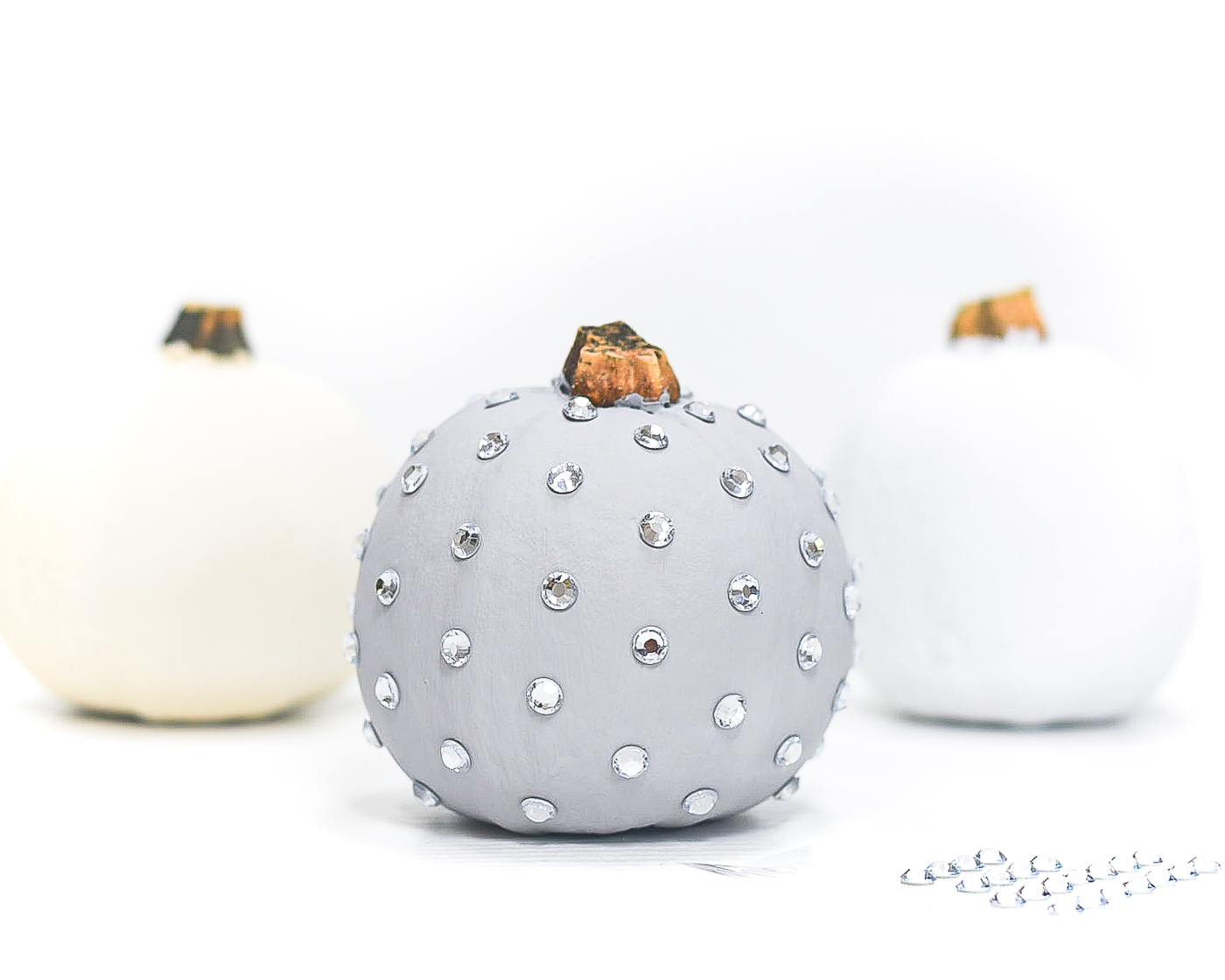 No Carve Jeweled Pumpkins - Rhinestones on Pumpkins - Bling Pumpkins - Glam Pumpkins - Painted Pumpkins.