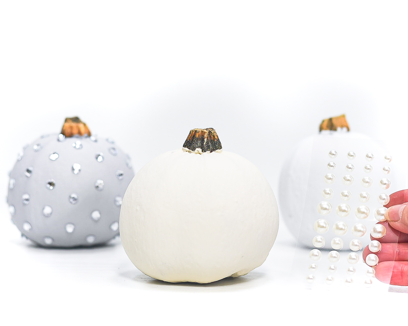 No Carve Jeweled Pumpkins - Rhinestones on Pumpkins - Bling Pumpkins - Glam Pumpkins - Painted Pumpkins.